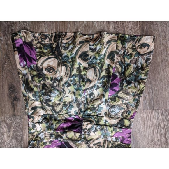 Nanette Lepore SZ 2 Multicolored Purple/Green Cap Sleeve 100% Silk Women's Top - Picture 4 of 8